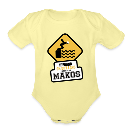 Organic Short Sleeve Baby Bodysuit - washed yellow