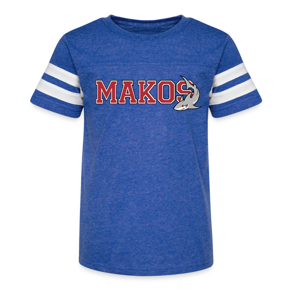 Kid's Football Tee (Red) - vintage royal/white