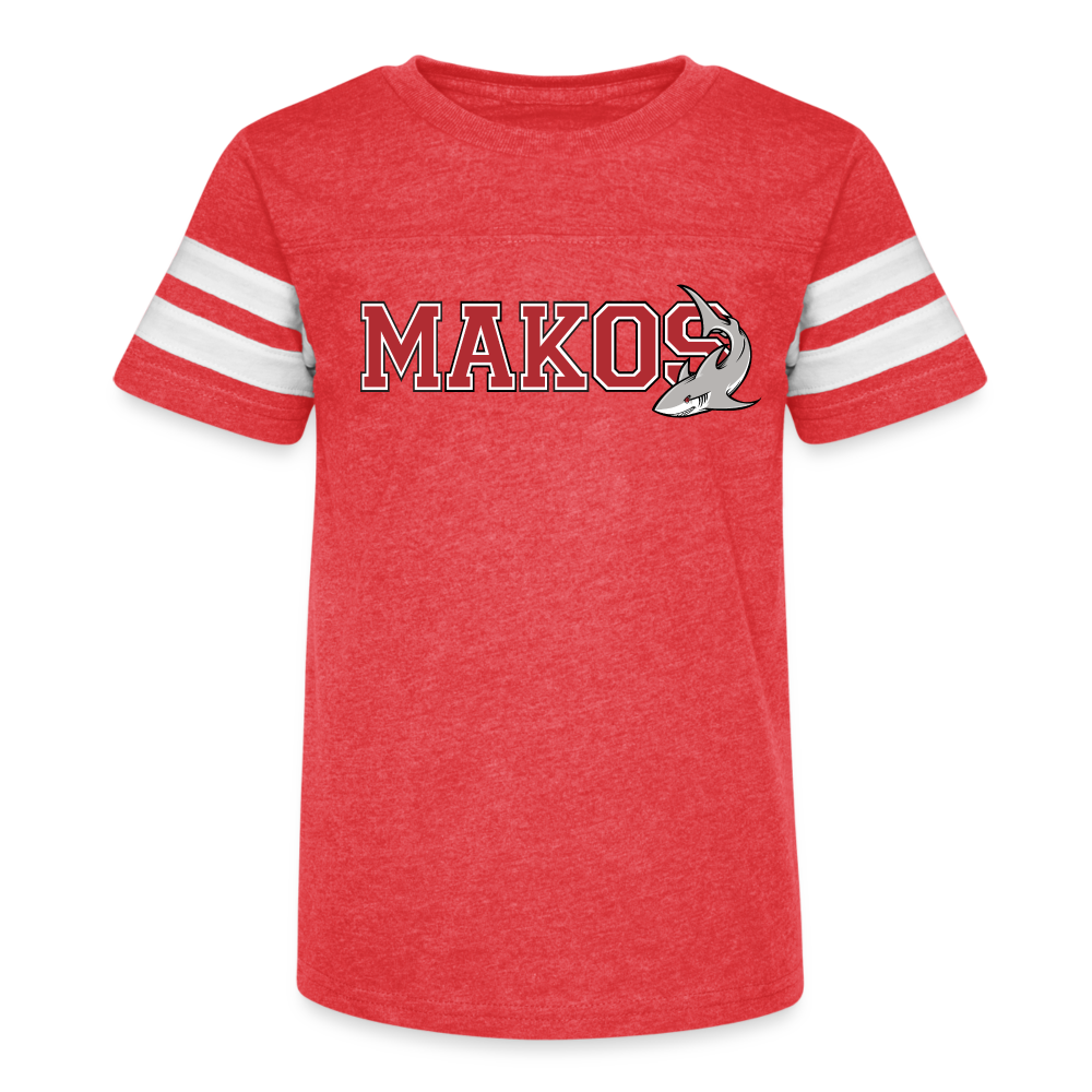 Kid's Football Tee (Red) - vintage red/white