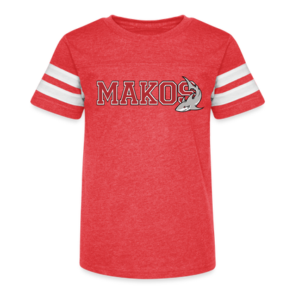 Kid's Football Tee (Red) - vintage red/white